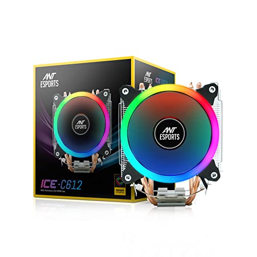 Image of Ant Esports 220 Air Mid- Tower Computer Case /Gaming Cabinet - Black & ICE-C612 with RGB CPU Cooler /Fan Support Intel LGA775, LGA1200, LGA1150, LGA1151, LGA1155, LGA1156, LGA2066, LGA2011-v3