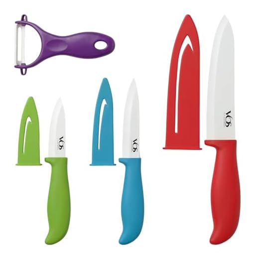 Vos Ceramic Knife Set, Ceramic Knives Set For Kitchen, Ceramic Kitchen Knives With Peeler, Ceramic Paring Knife 3", 4", 6", Inch Multi Color
