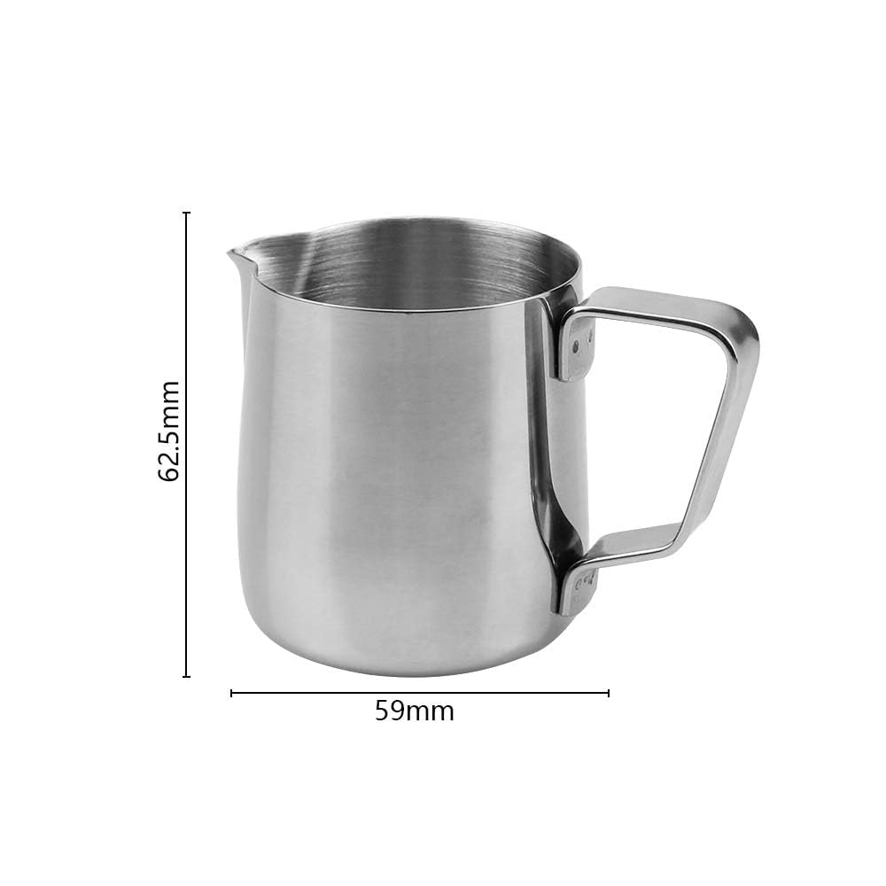 2 Bricco per Latte in Acciaio Inox Caraffa per Montalatte 150 ml Latte Brocca in Schiuma per caffè e Latte Art Perfetto per Montalatte Caffettiera Cappuccino Macchiato