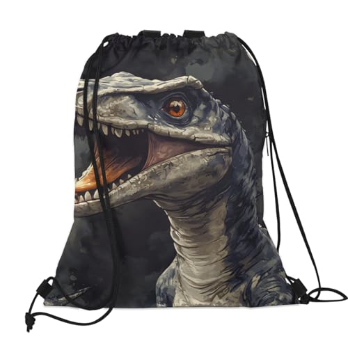 Jungle Dinosaur Drawstring Backpack Waterproof String Bag Sackpack Forest Safari Cinch Sack for Traveling Gym Sports with Mesh Pockets2