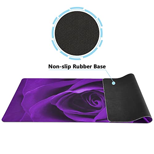Glaphy Purple Rose Flowers Mouse Pad, Gaming Mouse Pad Extended Computer Keyboard Mouse Pad Non-Slip Desk Mat For Office Home Gamer, 31.5 X 11.8 Inch #TOP2