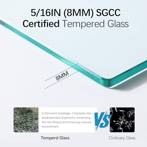 Image of 46-48 inch W x 76 inch H Frameless Sliding Shower Door, Bathroom Single Sliding Shower Doors with 5 /16 inch (8mm) SGCC Tempered Glass and Stainless Steel Handle, Reversible Installation, Matte Black