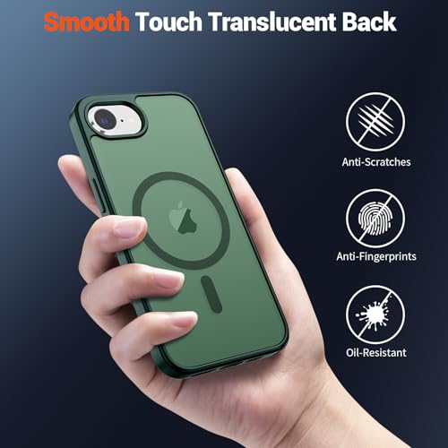 Image of SUPFINE Magnetic for iPhone 17e Case /iPhone 16e Case (Compatible with MagSafe)(Military Grade Drop Protection) Slim Translucent Matte Shockproof with Anti-Fingerprint Phone Case,Forest Green
