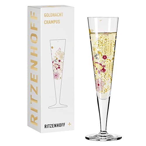 Ritzenhoff Verre à Vin Blanc 300 Ml – Série Herzkristall N°7 – Motif Or Rose Paysage – Made In Germany