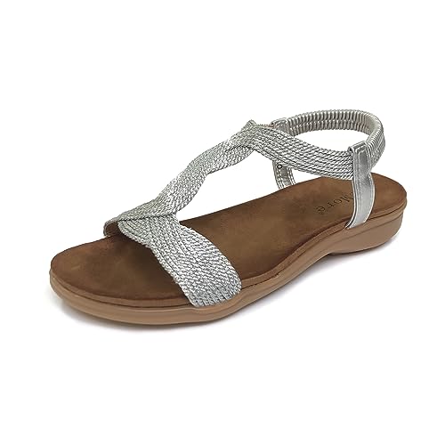 UMore Jeans Flat Sandal, Sandalias Punta Cerrada Mujer Sandalias Planas de Verano para Mujer Tanga Bohemia