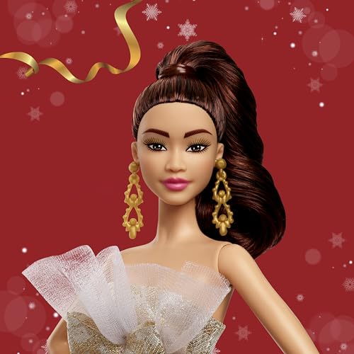 Muñeca Barbie Signature 2025 Holiday con cabello marrón claro miniatura 2