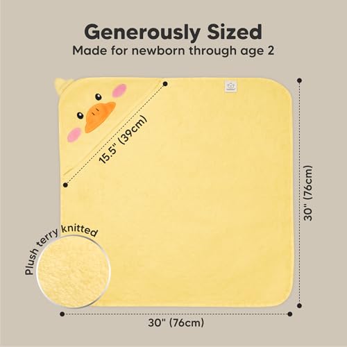 Image of KeaBabies Hooded Baby Towel for Newborn, Baby Bath Towels (Duck, 30x30) | Viscose Derived from Bamboo, Large Baby Towels with Hood, Boys, Girls, Toddler, Soft Absorbent Baby Bath Essentials