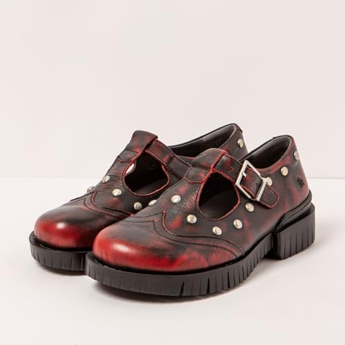 Art Para Mujer. 11834S1F4003_008 Zapatos De Piel 1834S Oxford Rojo (38), Plano, Hebilla, Casual - 5