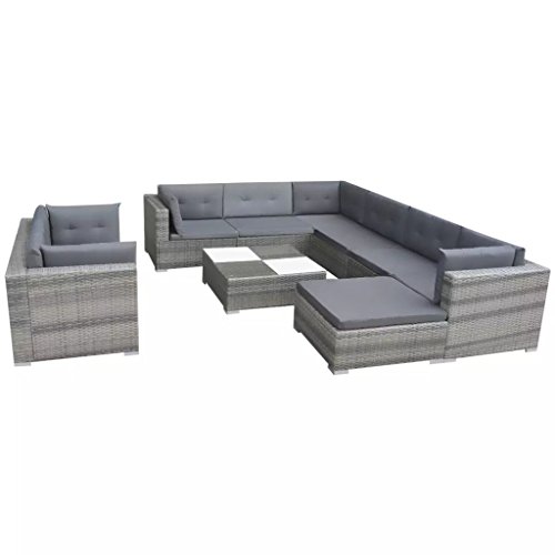 Mogou 10-TLG. Garten-Lounge-Set mit Auflagen, Gartenlounge, Balkon Möbel, Terrassenmöbel, Lounge Gartenmöbel Set… – Bild 3