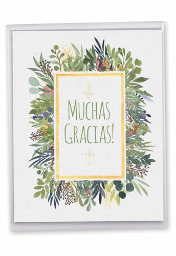 NobleWorks - Large Group Thank You Card in Spanish (8.5 x 11 Inch) Gratitude, Appreciation Gift - Muchas Gracias Thank You J6649TYG-SL