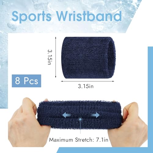 Image of 8 Pack Wrist Sweat Bands for Men Women, Absorbent Sports Wristband