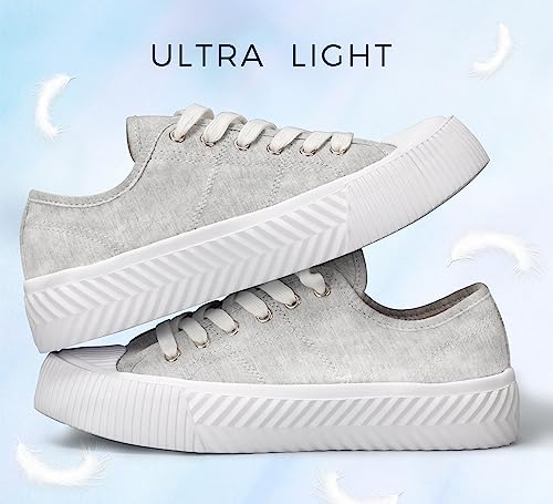 LUCKY STEP Women 's Canvas Shoes Low Top Fashion Sneakers Lace-up Classic Casual Walking Shoes3