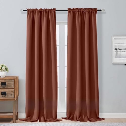 Image of Aiyufeng Terracotta Blackout Curtains for Bedroom 96 Inches Long 2 Panels, Thermal Insulated, Energy Saving Living Room Window Treatment Curtains Blackout Drapes, W40 x L96 Inch, Terracotta