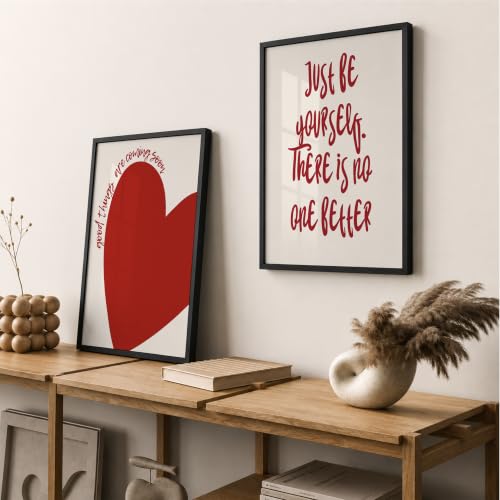 Image of Suneree Motivational Quotes Wall Art Set of 2 Framed Paintings | Inspirational Poster Just Be Yourself Good Things Coming | Bedroom Living Room Home Decor (Art 15, 10x13 Inches, Black)