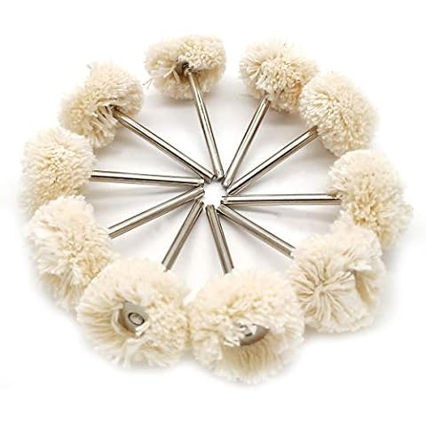 NGe 1/8inch Shank Mounted Cotton Polishing Buff Wheel for Rotary Tools Jewelry Watch Light Polish Pack of 10 Cover