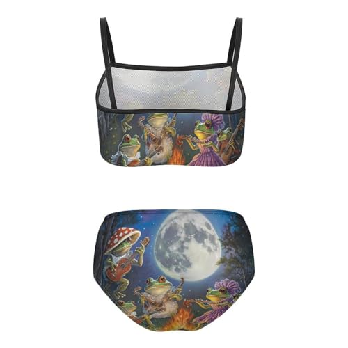 Frog Bonfire Party Under The Moon Girls Bikini Swimsuit Two Piece Bathing Suit Beach Swimwear2
