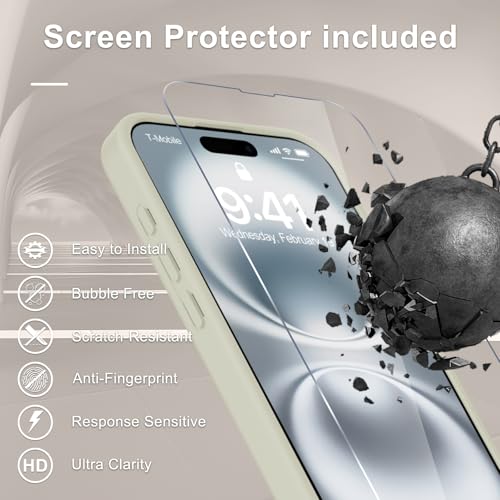 Image of YENAPOON for iPhone 16 Plus Case, Matte Magnetic Phone Cover [with 1 Screen Protector] [Support for MagSafe] [Shockproof Military Grade Protection] Translucent Frosted Back, Cream White
