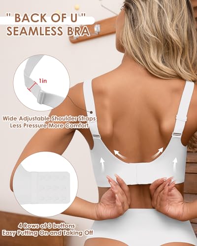Image of HORISUN Seamless Bras Full Coverage Wireless Push Up Bra for Women No Underwire Comfort V Neck Bralettes with Support