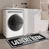 ZHLHPER Non-Slip Rubberback Laundry Room Rug Runner 20''x47'' - Kitchen Farmhouse Decor Floor Laundry Mats for Mudroom and Bathroom Carpet Machine Washable Waterproof, Black