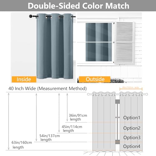 Image of Simplebrand Stone Blue Short Cafe Curtains 36 Inch Length 2 Panels Set, Half Window Grommet Privacy Drape Tiers for Kitchen, Thermal Insulated Room Darkening Curtains for Bathroom Shades, W40 x L36