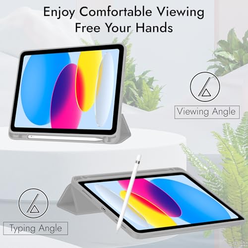 Image of Robustrion Case for iPad 11th Gen (A16) / 10th Generation Cover Case (2025 /2022), Smart Flexible Trifold Flip Stand Cover [Pencil Holder] for iPad 10th Gen / 11th Generation [Auto Sleep Wake] - Grey