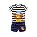 Produktbild Makalon Jungen Sommer Frühling Mode Freizeit Outfits Sets Baby Junge Süß Karikatur gedruckt Baumwolle Kurze Ärmel T-Shirt + Kurze Hose Bekleidungssets Partyanzug