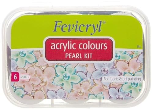 Kit de peinture acrylique perle Fevicryl 6 nuances pour loisirs créatifs et DIY