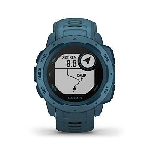Image of Garmin Instinct, Rugged Outdoor Watch with GPS, Features GLONASS and Galileo, Heart Rate Monitoring and 3-axis Compass, Lakeside Blue