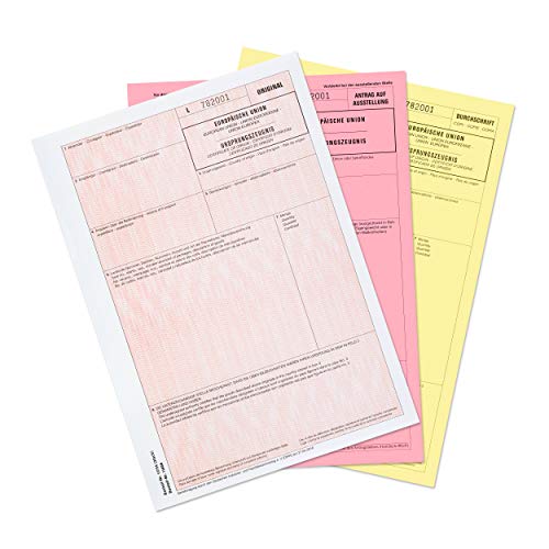 mashpaper Ursprungszeugnis Formular Vordruck 50 Stück für Laser- und Inkjetdrucker 11734 - Menge wählbar