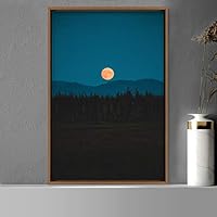 Framed Canvas Wall Art Moon Astronomy & Space Bedroom Colorful Contemporary Moon Multicolor Photography - 16x24 inches