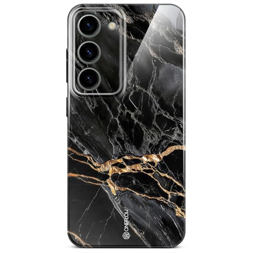 Coque Samsung S23 ONEFLOW Bliss marbre noir doré rigide pailletée