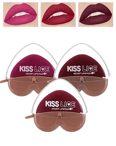 3 Colors Lazy Lipstick Set, Love Matte Velvet Lipstick Labiales L...