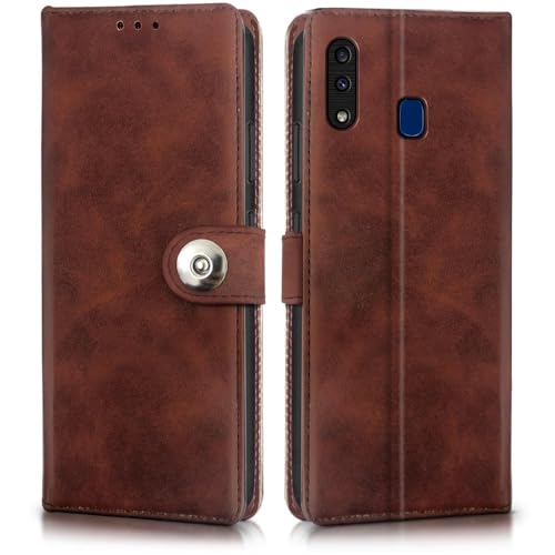 Image of WOW IMAGINE Shock Proof Flip Cover Back Case for Samsung Galaxy A20 | A30 | M10s (Magnetic Button Flip Case | Wallet Pockets & Stand | Leather Finish | Coffee)
