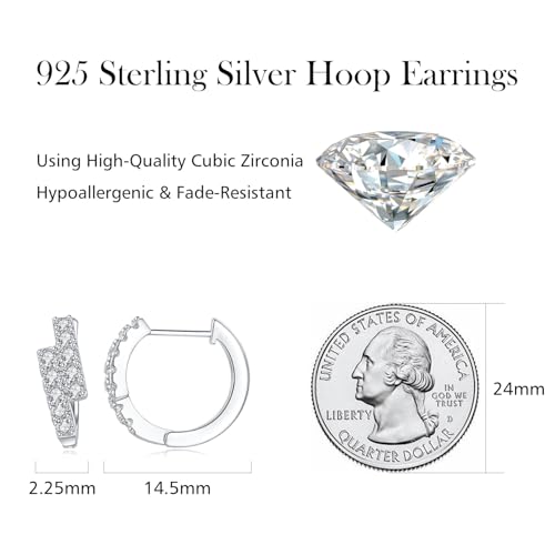 925 Sterling Silver Cubic Zirconia Double Hoop Earrings for Women, Hypoallergenic Sparkling Diamond Hoop Earrings for Daily Wear 6