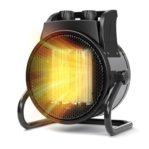 Space Heaters for Indoor Use, 1500W PTC Electric Heaters with Thermostat, Small Portable Heater with 90°Adjustable Angle, Fast Safety Heat, Overheat Protection, Small Heater for Indoor/Outdoor Use