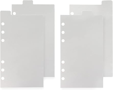 MultiBey Clear A6 Binder Dividers with Top Vertical Tabs, 6-Ring, 4-Tab Set