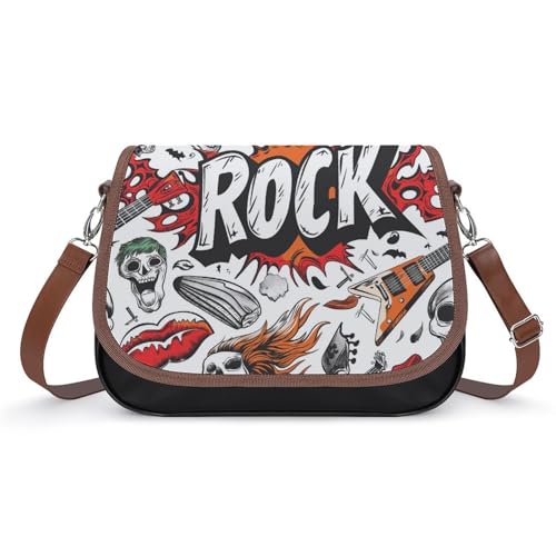 Sac messager motifs musicaux de crânes en cuir pour vos sorties