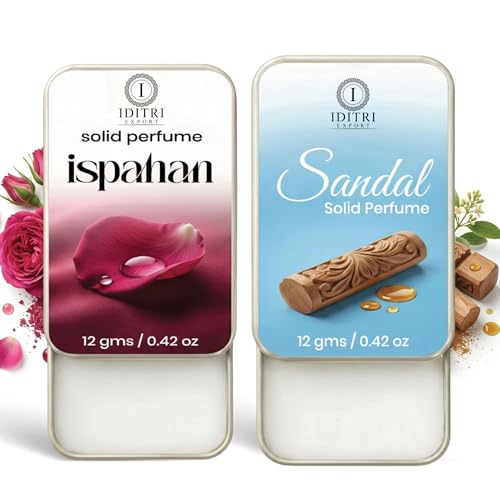 Image of IDITRI EXPORT Solid Perfume |sandal&Ispahan Alcohol Free Wax Perfume Balm, Long Lasting | Pocket Tin 12g, Pack Of 2| Non Greasy Smooth Glide, Travel Friendly Men And Women