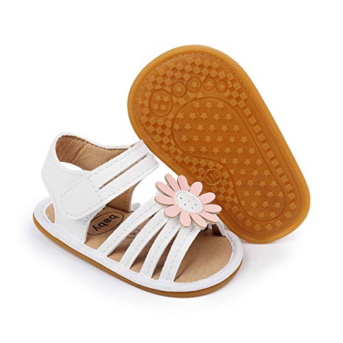 COSANKIM Baby Girls Bownot Sandals Premium Anti-Slip Soft Sole Infant Newborn Summer Outdoor Shoes Toddler First Walkers Shoes?0-6 Months Infant, E-whte?