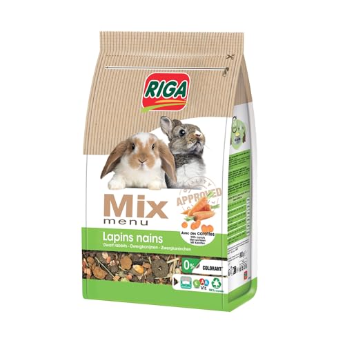 RIGA - Menu Mix pour Lapins Nains - Mix Vitaminé - A La Carotte - Graines, Céréales Et Légumes - Riche en Vitamines Et Minéraux - sans Colorant - Sain Et Équilibré - 3KG