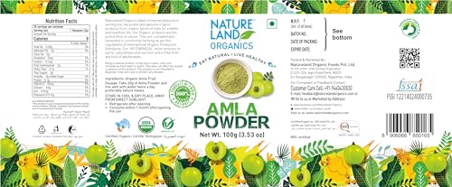 Image of Natureland Organics Amla Powder 100gm - Organic Healthy Powder (Pack of 3)