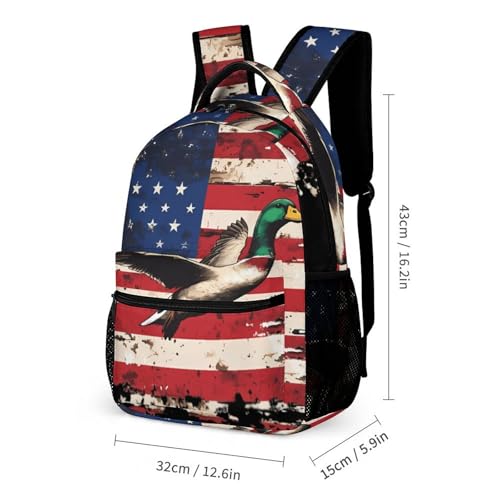 Duck Hunting U.S.A. Flag Travel Backpack Casual Daypack Shoulder Bag with Adjustable Shoulder Straps2