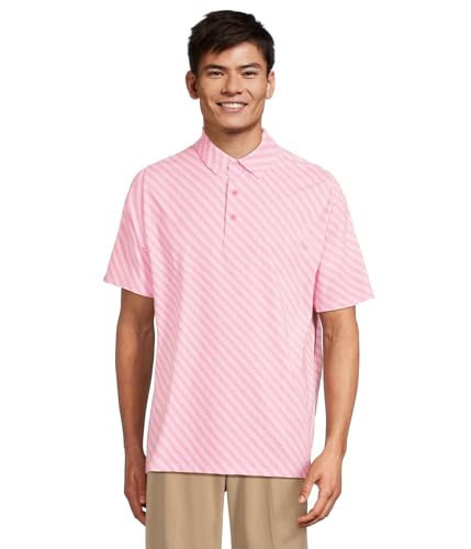 Callaway Men's Chev Twill Print Polo, Strawberry Pink