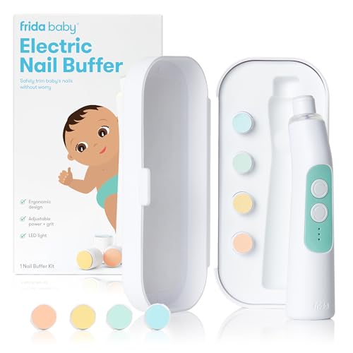 Frida Baby Electric Nail Trimmer Safe & Easy Electric Nail File Baby Nail Clipper Kit Suitable for Newborns Toddler and Children 1 Electric Trimmer with LED Light + 4 Buffer Pads + Storage Case