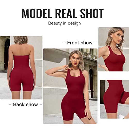 Vutru Womens Sexy One Piece Tank Top Sleeveless Backless Bodycon Shorts Jumpsuits Bodysuit Catsuit Ribbed Sports Romper #TOP5