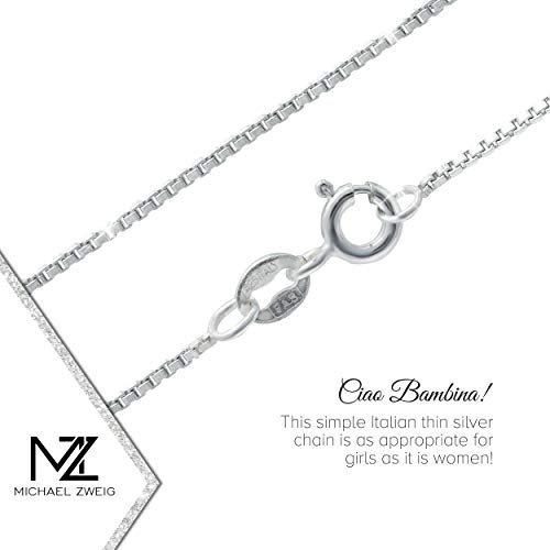 Michael Zweig 925 Sterling Silver Ankle Bracelets for Women - Box Chain Sterling Silver | 9 in Length, 1.0 mm Thickness with Spring Ring, Italy Tag - Image 3