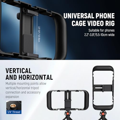 Image of NEEWER Basics Vlogging Kit with Phone Cage Rig Microphone LED Fill Light Tripod Compatible with iPhone, Youtuber Starter Content Creator Essential for YouTube TikTok Streaming Video Recording, PA055