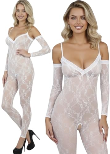 Image of ToBeInStyle Women's Long Sleeve Bodystocking Bodysuit Lingerie Regular & Plus Sizes