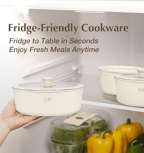 Image of KOCH SYSTEME CS 17pcs Pots and Pans Set Non Stick, Nonstick Ceramic Cookware Set Detachable Handle, Induction Kitchen Pot and Pan Set, Non Stick with Removable Handle, RV Cookware Set, Cream White