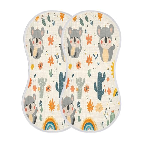 Cartoon Koala Burp Cloths Cotton Baby Washcloths,Large 22x11in Burping Cloth Absorbent and Soft for Newborn Baby Boys and Girls,2 Pack2